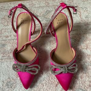 Fuchsia Rhinestone Bow Heels